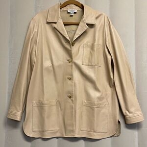 St. John Sport Marie Gray Women’s Jacket Medium 100% Leather Luxury Neutral